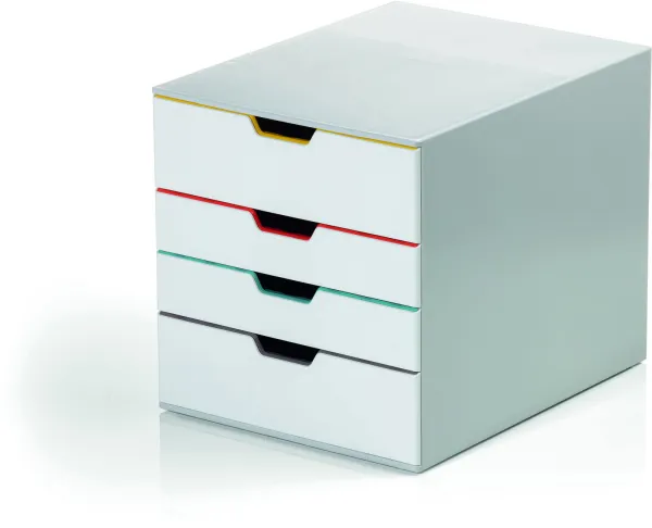 Durable Varicolor A4 gabinete de cajones 4 compartimentos blanco