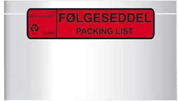 Bolsillo para albarán de entrega Docustick Standard con impresión C65 225 mm x 122 mm