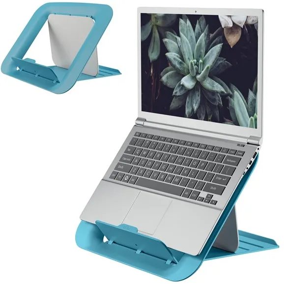 Leitz Ergo Cosy soporte para portátil ajustable, 80% plástico reciclado Azul tranquilo